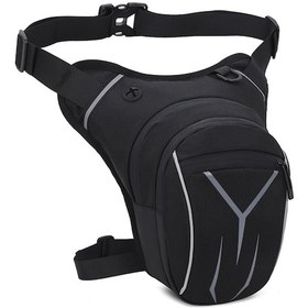 Resim Youmex Erkekler İçin Su Geçirmez Büyük Kapasiteli Motosiklet Bacak Çantası - Ayarlanabilir Oxford Model, Reflektif Şeritli Siyah Siyah 