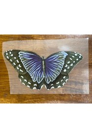 Resim Gönülden Tasarım 20x10 Cm Ütü Ile Yapışan Transfer Baskı Kelebek Aplike Arma Tişört Baskı Mavi 