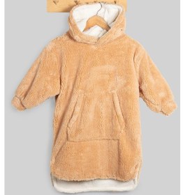 Resim Luckka Heritage Çift Katlı Wellsoft Çocuk Giyilebilir Battaniye - Peluş Panço Oversize - Ztpufbat Bej 