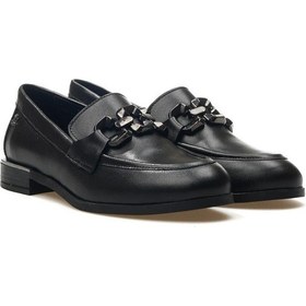 Resim Venüs Lepus Hakiki Deri Comfort Casual Oxford Ortopedik Kadın Ayakkabı Siyah 