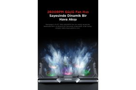 Resim Rampage AD-RC10 X-Gust Siyah 6 Fanlı Rainbow Işıklandırmalı Notebook Soğutucu Stand 
