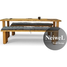 Resim Neiwel Diar Doğal Ahşap Banklı Toplantı Masasıı x 100 x 240 Açık Ceviz 