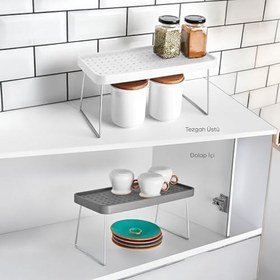 Resim Deconox Dolap içi Düzenleyici Katlanır Dekoratif Büyük Raf, Tabak, Bardak Rafı, Mutfak Düzenleme Rafı (Beyaz) (29cm*21,5cm*2cm) (KÜÇÜK) 