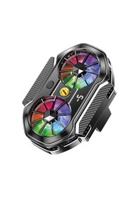 Resim Çift Fanlı Rgb Telefon Soğutucu Gaming Mobil Oyun Fanı Dijital Ekranlı 
