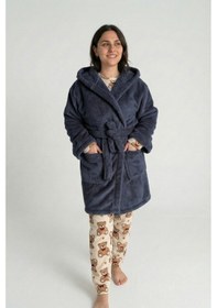 Resim Kapüşonlu Wellsoft Sabahlık & Peluş Bornoz - Yumuşak, Polar Unisex Sabahlık Antrasıt/s/m Antrasit 