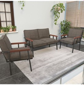 Resim Mygusi Modern'' Metal Kanepe Koltuk Takımı - 2 1 1 Capucino 