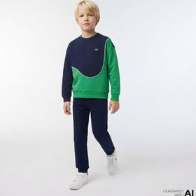 Resim Lacoste Colour Block Fleece Çocuk Lacivert/Yeşil Sweatshirt 