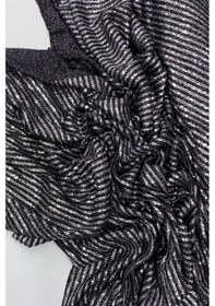 Resim Sakallı Çizgili Pullu Kumaş Pullu Payet Kumaş Abiye Nişan Düğün Siyah 