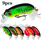 Resim 9 Adet Premium Yüzen Crankbait Balıkçılık Yemleri, 6.2cm/10g - Dayanıklı ABS Tüyli Üçlü Kancalarla Bass ve Daha Fazlası İçin 