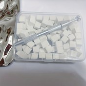 Resim 100 Adet Mini Tofu Blok Tırnak Sanatı Gradyan Süngerleri, 2 Renkte Mevcut, Favori Şekilleri Kolayca Oluşturmak İçin Özel Allık Kare Çizik Kalem Malzemeleri 