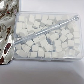 Resim 100 Adet Mini Tofu Blok Tırnak Sanatı Gradyan Süngerleri, 2 Renkte Mevcut, Favori Şekilleri Kolayca Oluşturmak İçin Özel Allık Kare Çizik Kalem Malzemeleri 