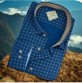 Resim Pamuklu Lacivert Uzun Kollu Erkek Gömlek Slim Fit Kalıp -9803 Lacivert 