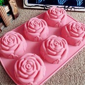 Resim Pembe Gül Çiçeği Silikon Sabun Kalıbı, 6 Boşluklu, El Yapımı El Sanatları için Yüksek Sıcaklığa Dayanıklı 