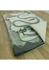 Resim Zooturak Peluş Çocuk Matı Boynuzlu Dinazor Pantos 100cm x 150cm 