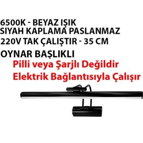 Resim Siyah Mat Beyaz Işık Banyo Duvar Aynası Tablo Aydınlatması Flüt Kuğu Ledli Aplik 
