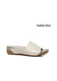 Resim Gönderi R Kadın Krem Dolgu Taban Hakiki Deri Terlik Dyza69842285 Krem 