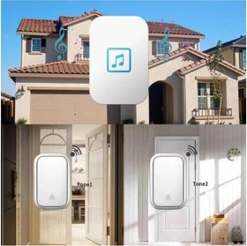 Resim Monozone Kapı Zili 1buton 1ALICI Su Geçirmez Beyaz Kablosuz Pil Gerektirmez Kapı Zili 