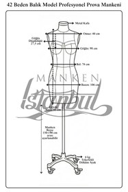 Resim Manken İstanbul 42 Beden Yüksek Kalite Tekerlekli Döküm Ayak Fransız Profesyonel Prova Mankeni Terzi Mankeni 