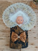 Resim Özel Tasarım Erkek Bebek Kundağı Bebek Dış Kundak Battaniyesi Hastane Çıkışı Kundak Battaniye Siyah 