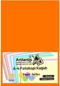 Resim Fosforlu Turuncu Renkli A-4 Fotokopi Kağıdı 25 li 1 Paket Artlantis Fotokopi Renkli A4 Kağıdı 