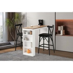 Resim Mobilgen Diş Budak - Beyaz Çapraz Bar Sandalye Forza Bar Masa Takımı 