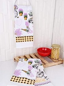 Resim %100 Pamuk 2'li 50x70 Baskılı Mutfak Kurulama Havlu&Peçete SARI 