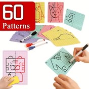 Resim 60 Desenli Tekrar Kullanılabilir Simetrik Çizim Kartları, Kalem Kontrolü Sanat Eğitim Seti, Taşınabilir Eğitici Aktivite, Paskalya, Noel ve Doğum Günü Hediyeleri İçin İdeal 