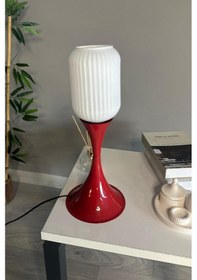 Resim Bello Beyaz Cam Masa Lambası Dekoratif Abajur Çocuk Odası Başucu Lambası Okuma Lambası Beyaz 