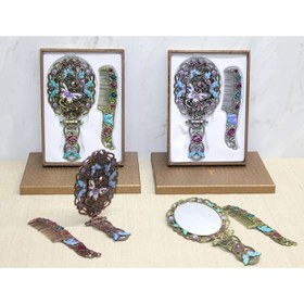 Resim Kelebek Katlanabilir Ayna Ve Tarak Seti Büyük Boy 