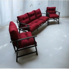 Resim Lüx Bahçe Balkon Mobilyası , Koltuk Takımı , Cafe 3-1-1 Takım Bordo 