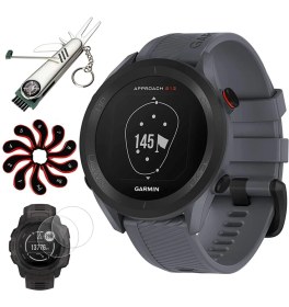 Resim Garmin 010-02472-00 Approach S12 Gps Golf Watch, 42K + Yüklü Dersler, Granit Blue Sche With Deco Essentials 2x Ekran Koruyucu, 7-In-1 Multi-Function Golf Tool & Exported Iron Head Covers Setleri 