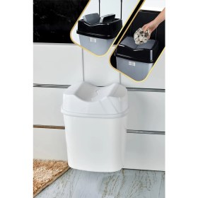 Resim Pratik Askılı Beyaz Çöp Kovası, 5,5 L, Ev ve Ofis Için Mükemmel Seçim 