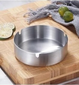 Resim Paslanmaz Çelik Mat Açık Yuvarlak Model Küllük Dekoratif Kül Tablası 10 Cm Küllük 