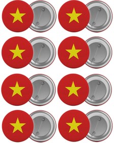 Resim Saturn Vietnam Bayrağı Çanta Rozeti Seti 8 Adet En Büyük Boy 5.8cm Iğneli Broş 