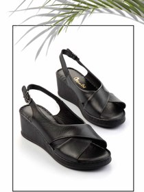 Resim Bambi Siyah Leather Kadın Dolgu Topuklu Ayakkabı K05466057003 