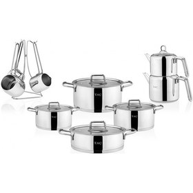 Resim Taç Hera Indüksiyon Tabanlı 16 Parça Çelik Çeyiz Seti Platin 