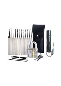 Resim Lemestar Şeffaf Kilit Eğitim Seti - 15 Açma Aleti, El Feneri Ve Çanta İle Profesyonel Kilitleme Pratiği 