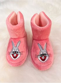 Resim dekantoys Panduf Kız Çocuk Ev Ayakkabısı Ev Botu Yavruağzı Renk Tavşan Figürlü Pantuf 