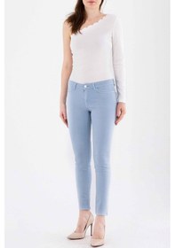 Resim Explosion Minimalist Slim Fit Kadın Pantolon - Günlük Kullanım Açık Mavi 