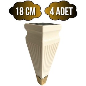 Resim Kule Desenli Krem Plastik Ayak Mobilya Masa Ve Dolap Ayağı 18cm Krem - Altın 4 Adet Krem 