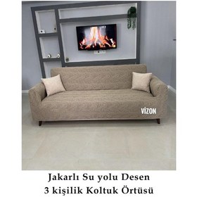 Resim Su Yolu Koltuk Örtüsü, Koltuk Kılıfı, Lastikli 3 Kişilik Vizon Vizon 