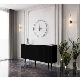 Resim Enwood Capella Siyah Mdf 4 Kapaklı Raflı 140 Lık Konsol 