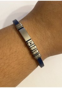 Resim Erkek Lacivert Renk Deri Bileklik Lacivert 