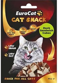 Resim Eurocat Düşük Tahıllı Ördekli Catnipli Küp Sandviç Yetişkin Kedi Ödülü 50 G 