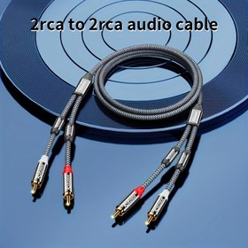 Resim Premium 2 RCA Erkek Erkek Ses Kablosu - Dayanıklı Naylon Örgülü, Hi-Fi Kalkanlı, Ev Sineması, HDTV, Amplifikatörler ve Hoparlörler için Kırılmaz Tasarım 