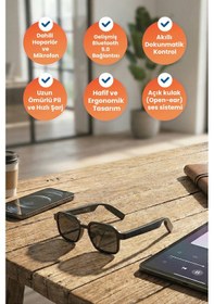 Resim Işık Hassasiyetli Renk Değiştiren Camlı Akıllı Bluetooth Ses Gözlüğü Ve Müzik Gözlüğü 