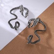 Resim 1 Çift Vintage Punk Gotik Ejderha Küpeleri, Çinko Alaşım Bükülmüş Klipsli Açıklama Takı, Sevgililer Günü, Anneler Günü, Bahar Festivali Hediyeleri ve Günlük Kıyafetler için İdeal, Sevgililer Günü Küpeleri 