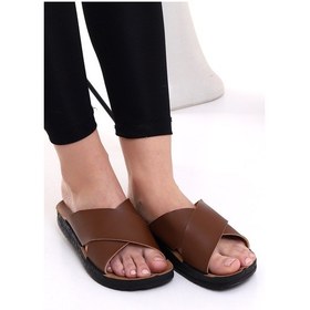 Resim Goflex 19244 Yazlık Kadın Gündelik Yazlık Terlik Sokak Ev Terliği Kahverengi 