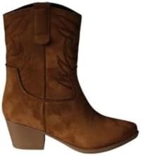 Resim YAZKIŞ Kadın Siyah Taba Süet Üzeri Desenli 5cm Kalın Topuk Kovboy Botu Taba 