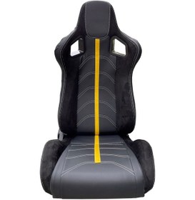 Resim Spor Koltuk Siyah Deri Kumaş Sarı Şeritli 1 Takım 2 Adet 